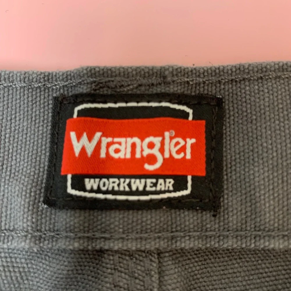 Wrangler Workwear Pants Mens 34x34 Grey Excellent Straight Canvas Carpenter